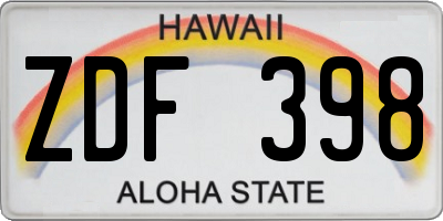 HI license plate ZDF398