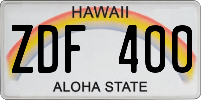 HI license plate ZDF400