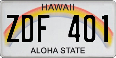 HI license plate ZDF401