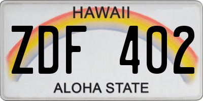 HI license plate ZDF402