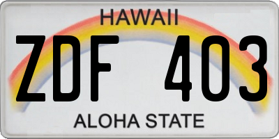 HI license plate ZDF403