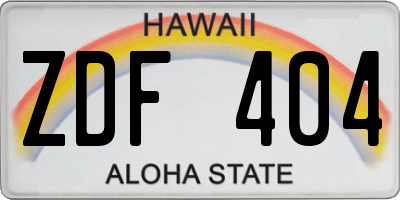 HI license plate ZDF404