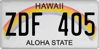 HI license plate ZDF405