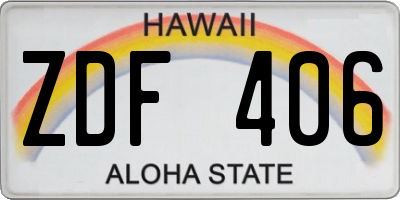 HI license plate ZDF406