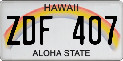 HI license plate ZDF407