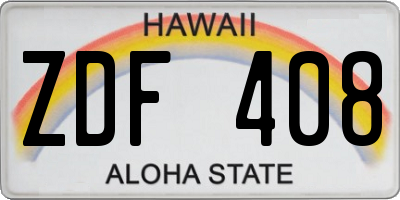 HI license plate ZDF408