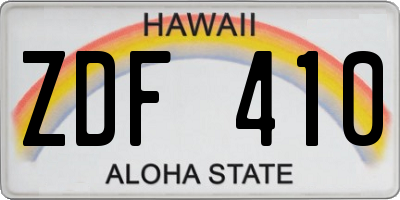 HI license plate ZDF410