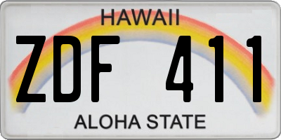 HI license plate ZDF411