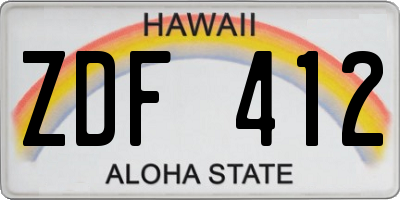HI license plate ZDF412
