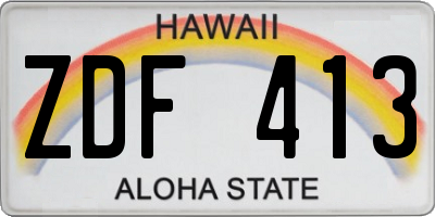 HI license plate ZDF413
