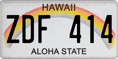 HI license plate ZDF414