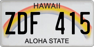 HI license plate ZDF415