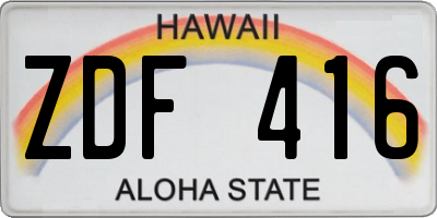 HI license plate ZDF416