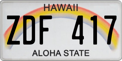 HI license plate ZDF417