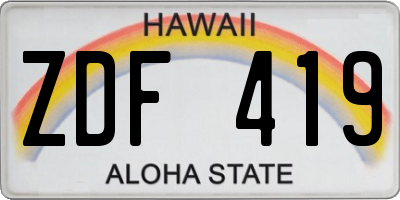 HI license plate ZDF419