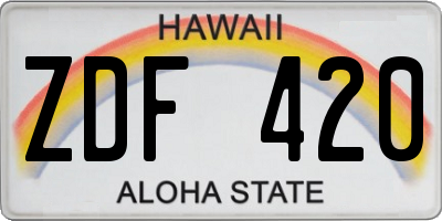 HI license plate ZDF420