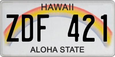 HI license plate ZDF421