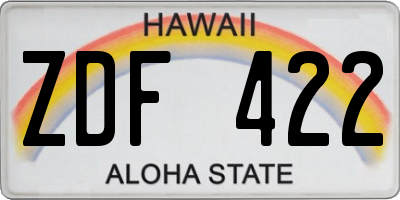HI license plate ZDF422