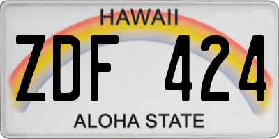 HI license plate ZDF424