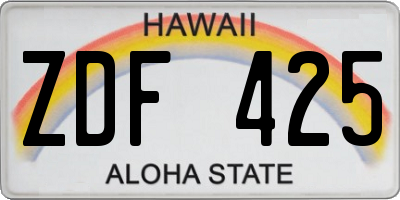 HI license plate ZDF425