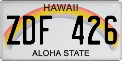 HI license plate ZDF426