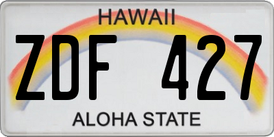 HI license plate ZDF427