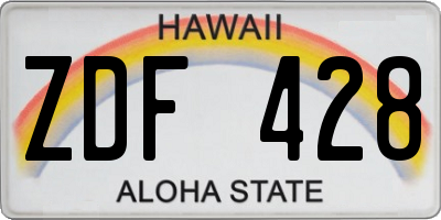 HI license plate ZDF428