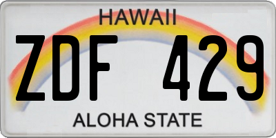 HI license plate ZDF429