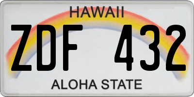 HI license plate ZDF432