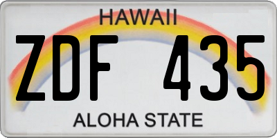 HI license plate ZDF435