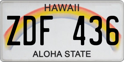 HI license plate ZDF436