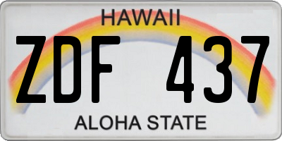 HI license plate ZDF437