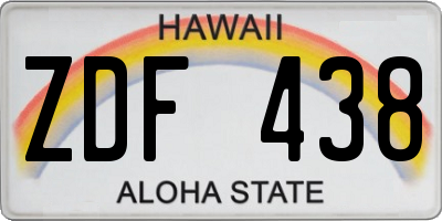HI license plate ZDF438
