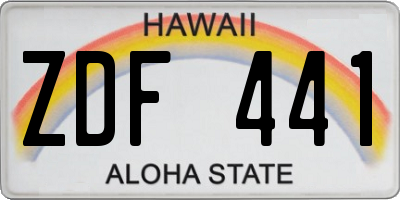 HI license plate ZDF441