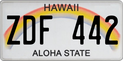 HI license plate ZDF442