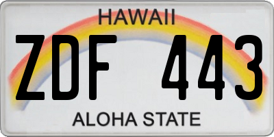 HI license plate ZDF443