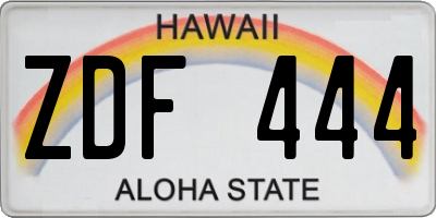 HI license plate ZDF444