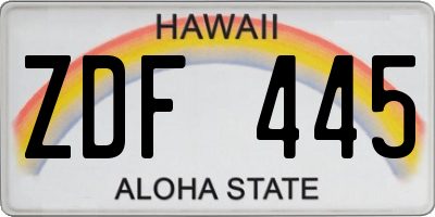 HI license plate ZDF445