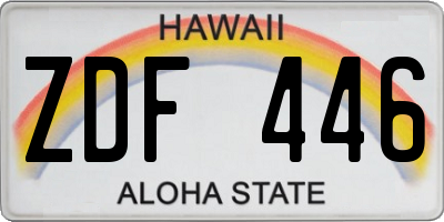 HI license plate ZDF446