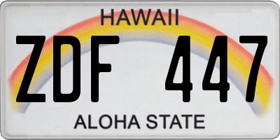 HI license plate ZDF447