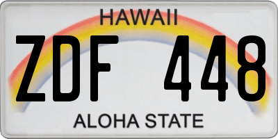 HI license plate ZDF448