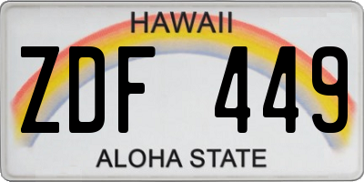 HI license plate ZDF449