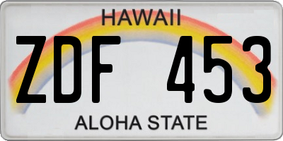 HI license plate ZDF453