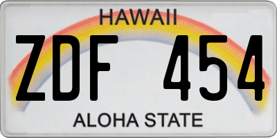 HI license plate ZDF454