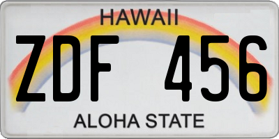 HI license plate ZDF456