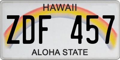 HI license plate ZDF457