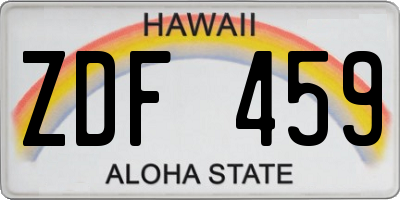 HI license plate ZDF459