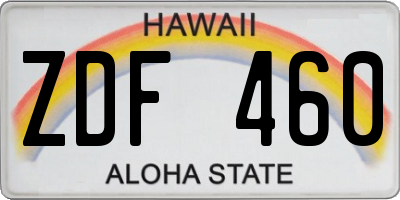 HI license plate ZDF460