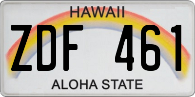 HI license plate ZDF461