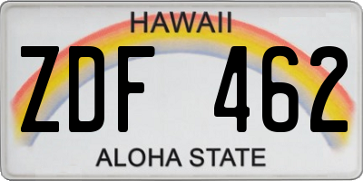 HI license plate ZDF462
